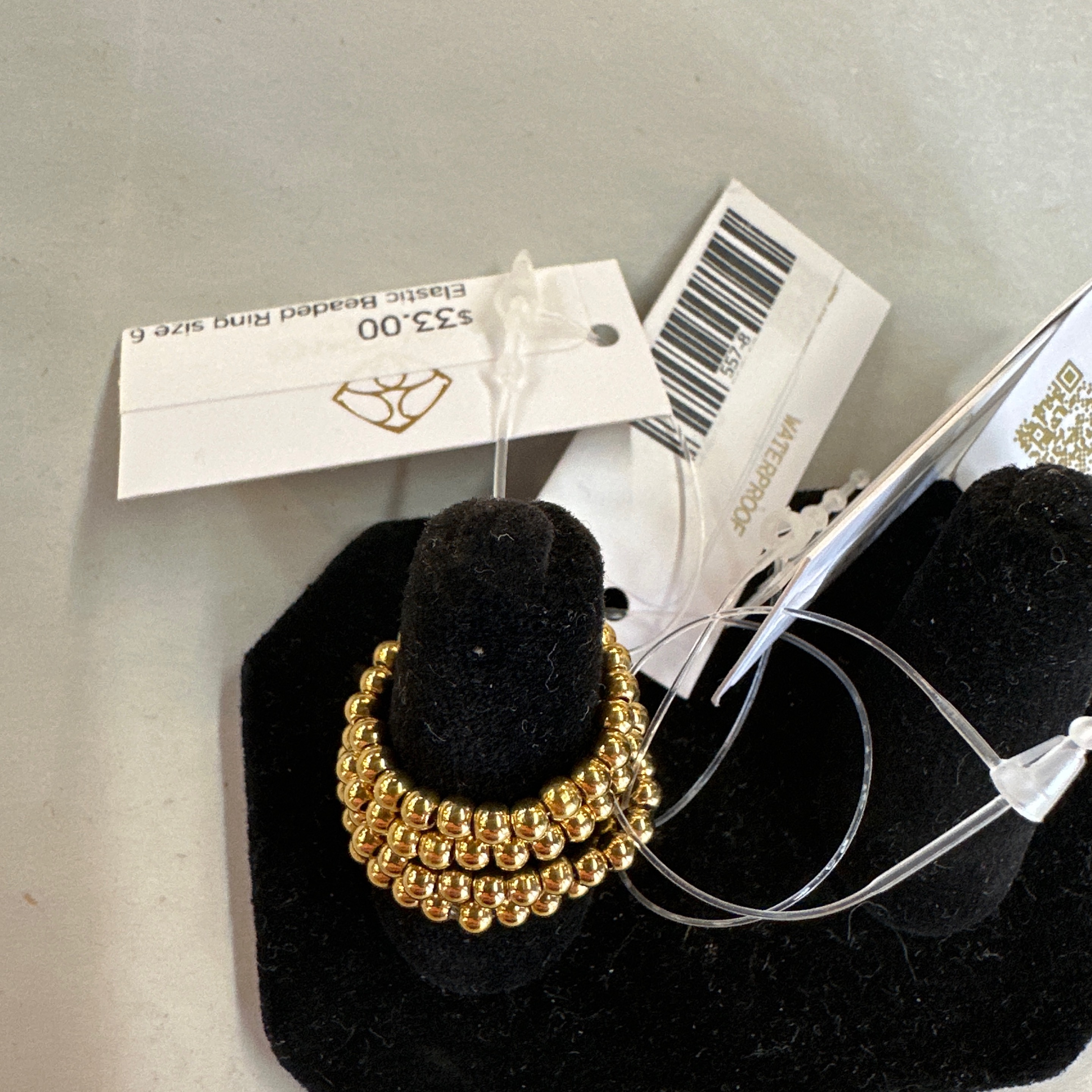 Elastic Beaded Ring size 7