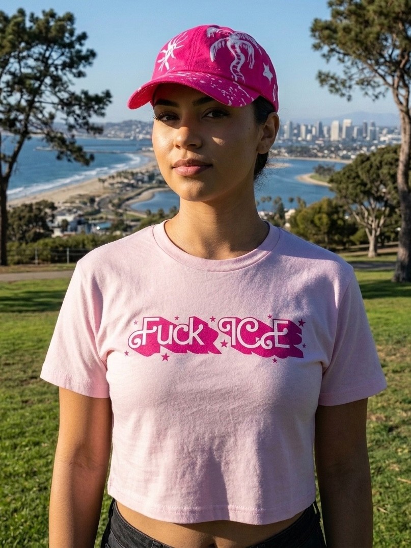 FUCK ICE Crop Light Pink