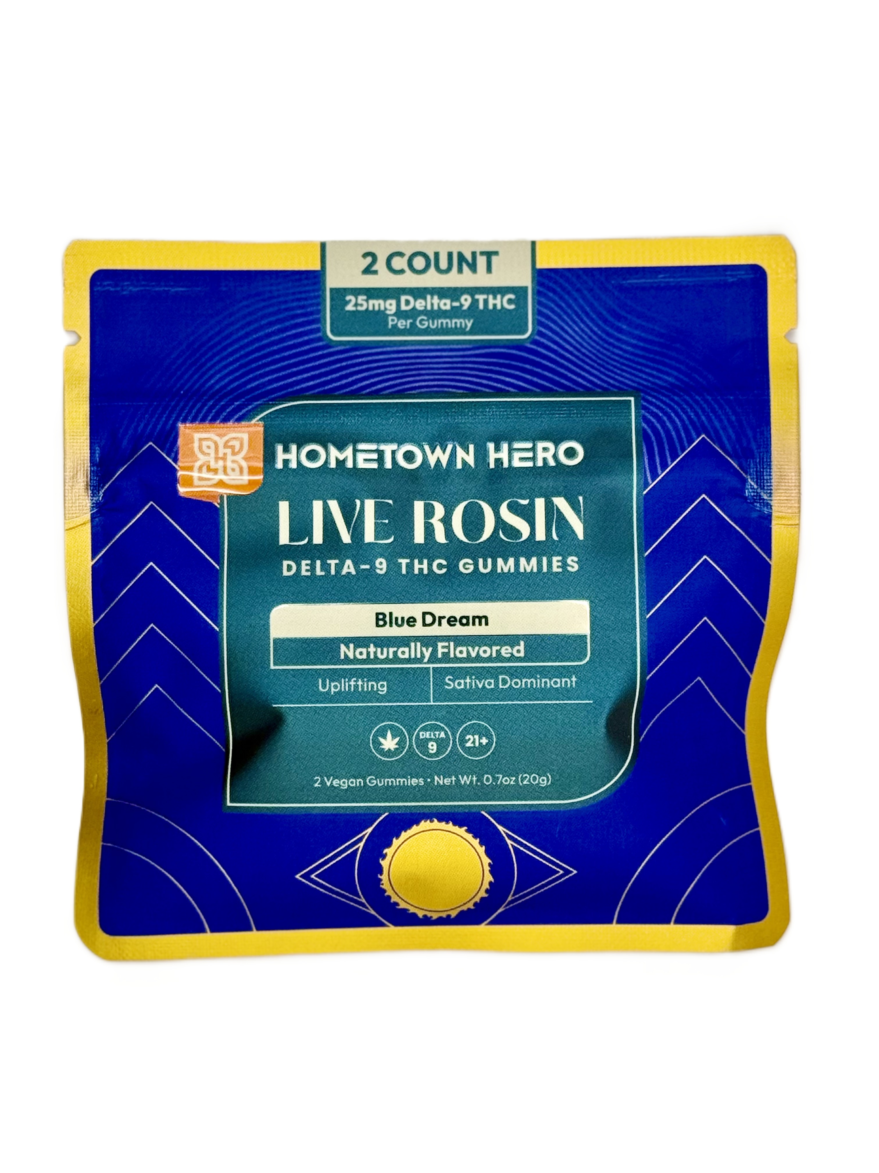 Hometown Hero Gummies 25mg Live Rosin 2ct - Super Silver Haze 25mg Live Rosin 2ct