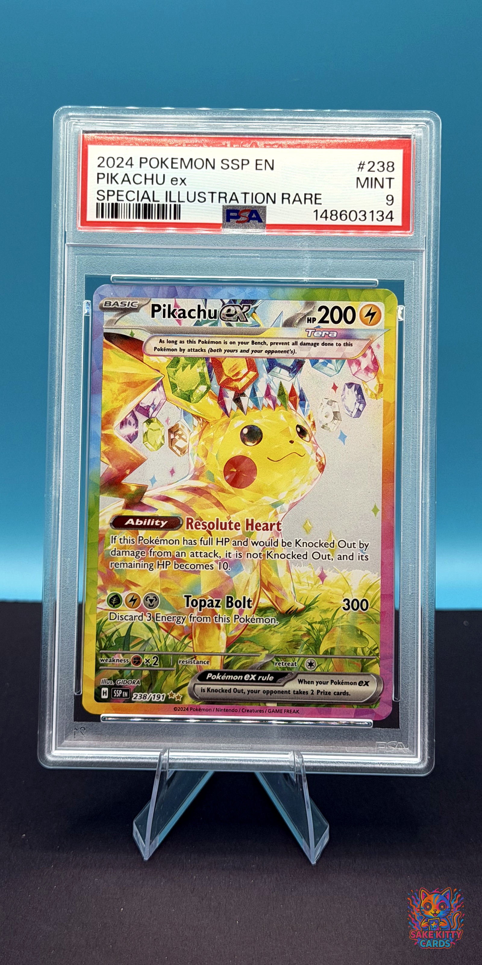 PSA 9 2024 SV08: Surging Sparks Pikachu ex #238/191