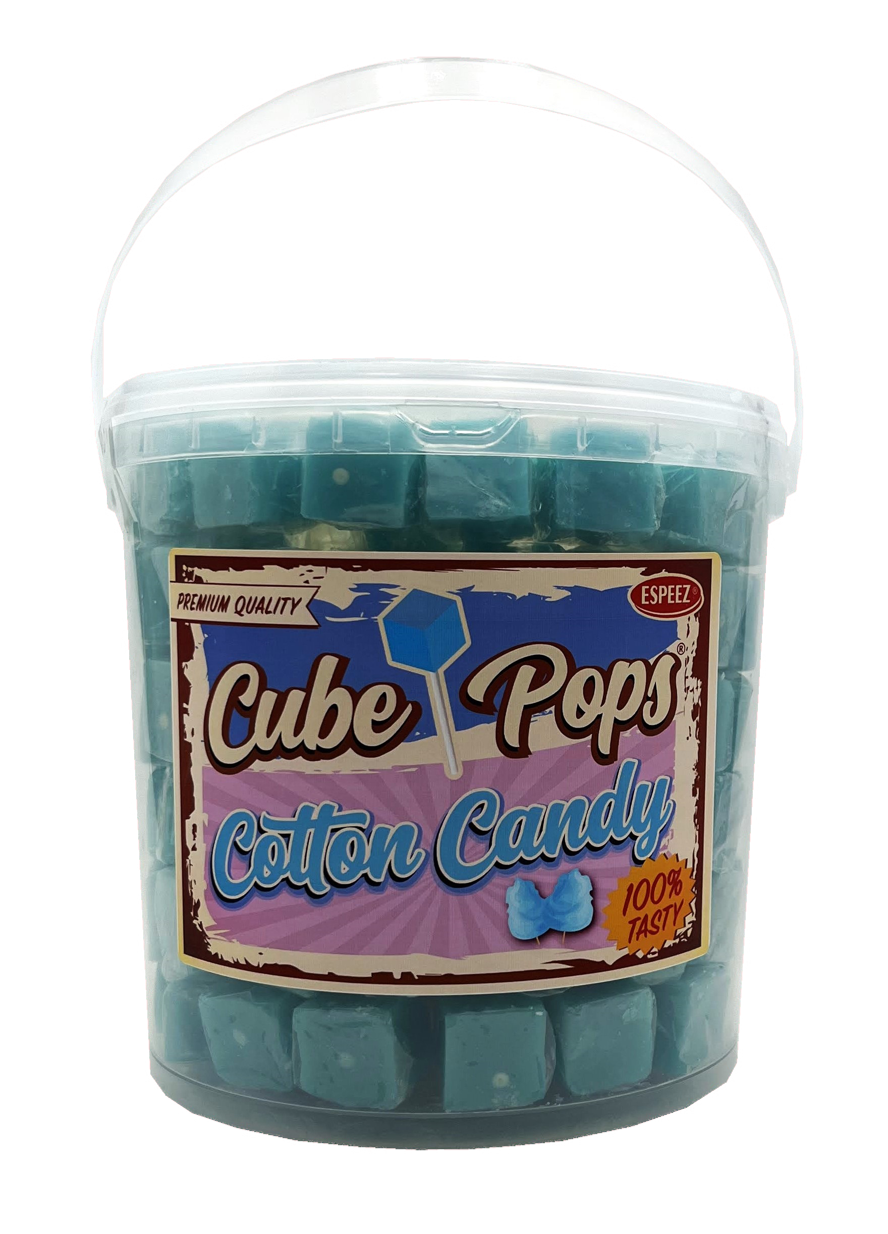 Espeez Retro Cube Pop Lollipop Cotton Candy Blue 100 ct Tub