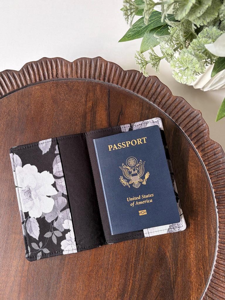 Passport Cover – Black & White Blooms, photo 3 of 3