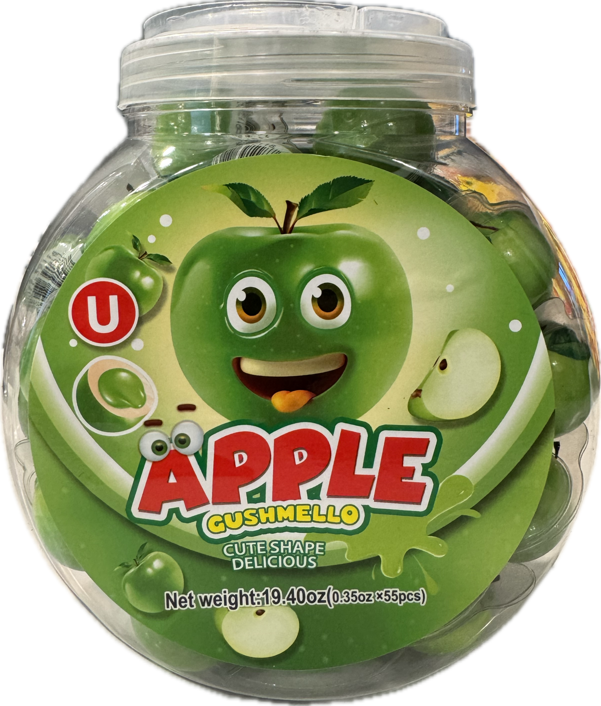 Gushmello Liquid Filled Gummy Apple Candy Jar 55 ct