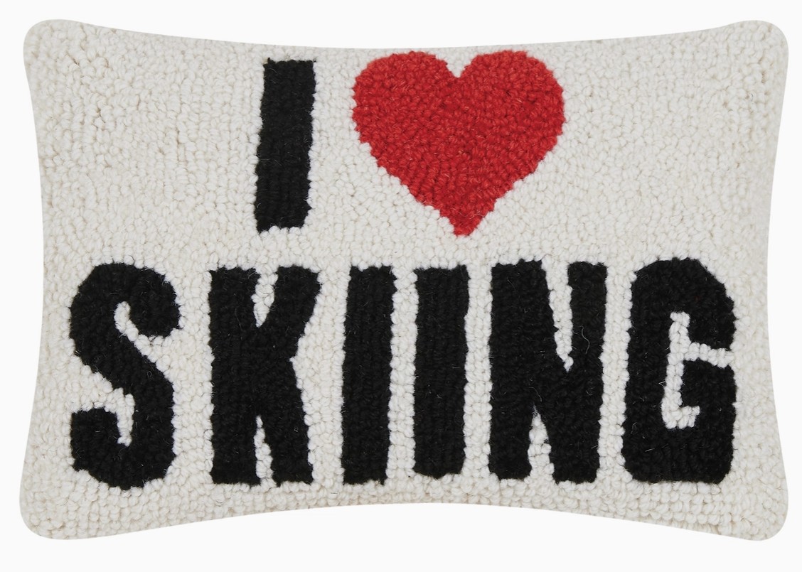 I Heart Skiing Hooked Pillow
