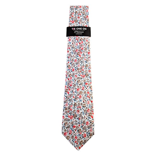 150 X 7 Cm Cream Pink Taupe Floral Tie