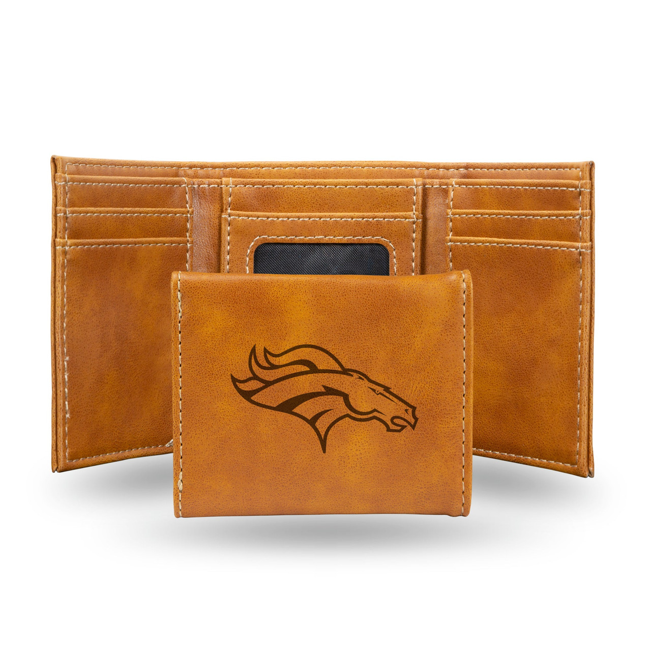 Denver Broncos Laser Engraved Trifold Leather Wallet