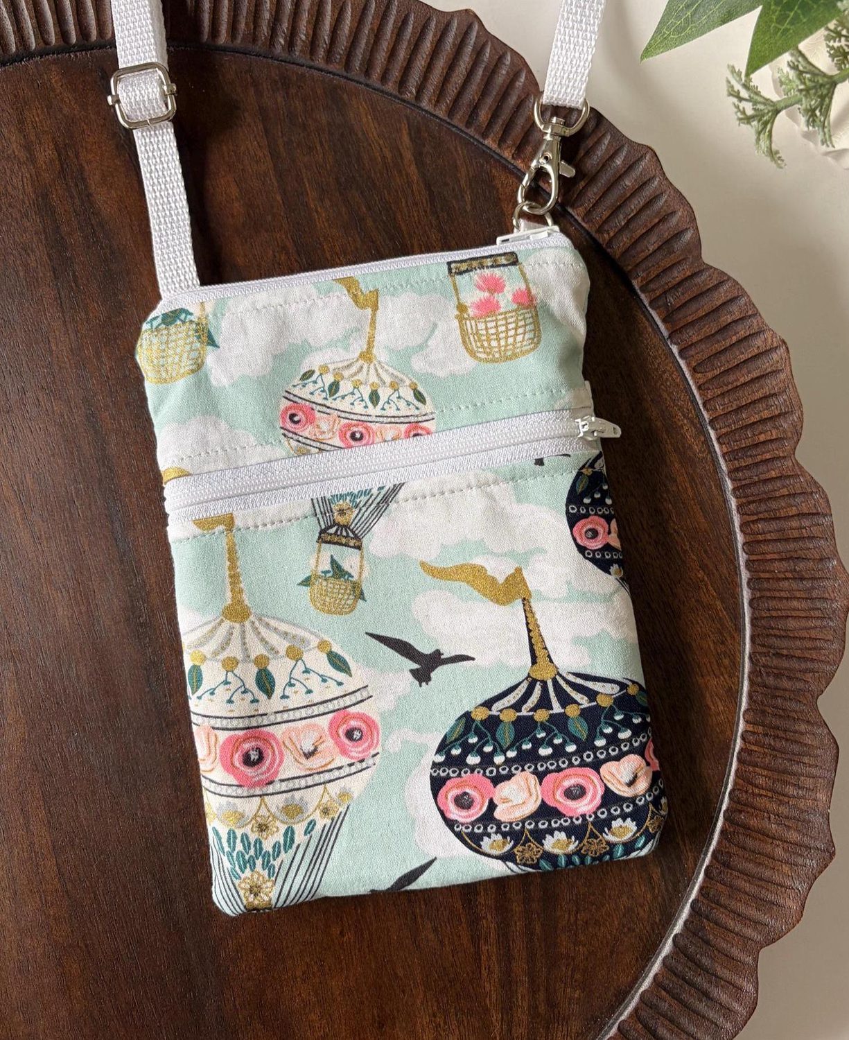 Small Crossbody Bag – Up, Up and Away Balloons – handmade crossbody bag