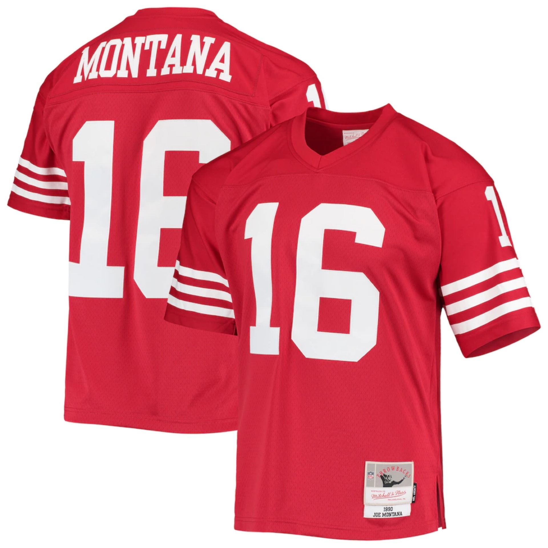 San Francisco 49ers 1990 Joe Montana #16 Mitchell and Ness Red Jersey