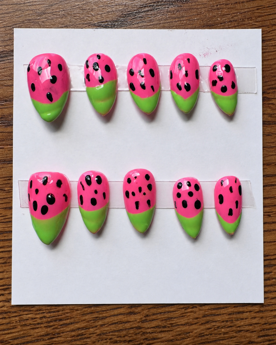 Watermelon hand-painted nail set