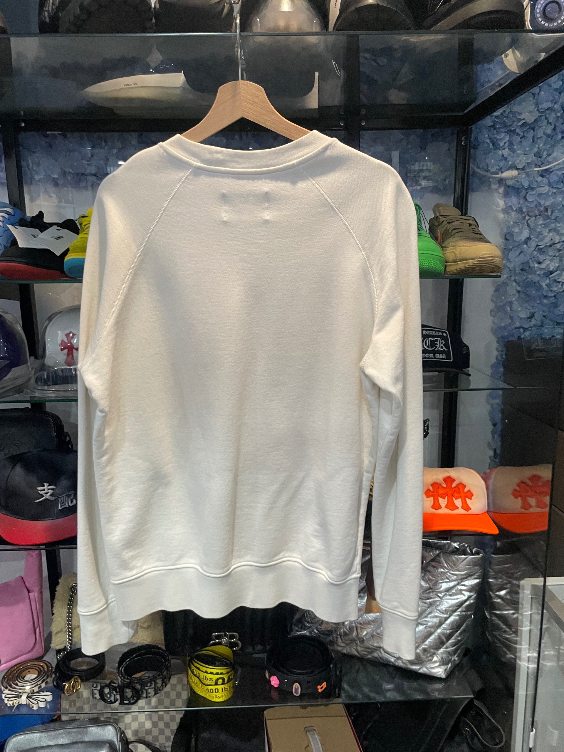 Casablanca Off-White Casaway Tennis Club Print Raglan Sweatshirt, size L, preowned condition — photo 2 of 2