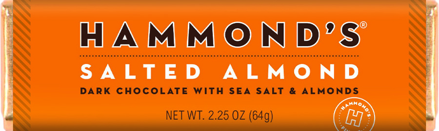 Hammond's Salted Almond Dark Chocolate Bar 2.25 oz 12 ct