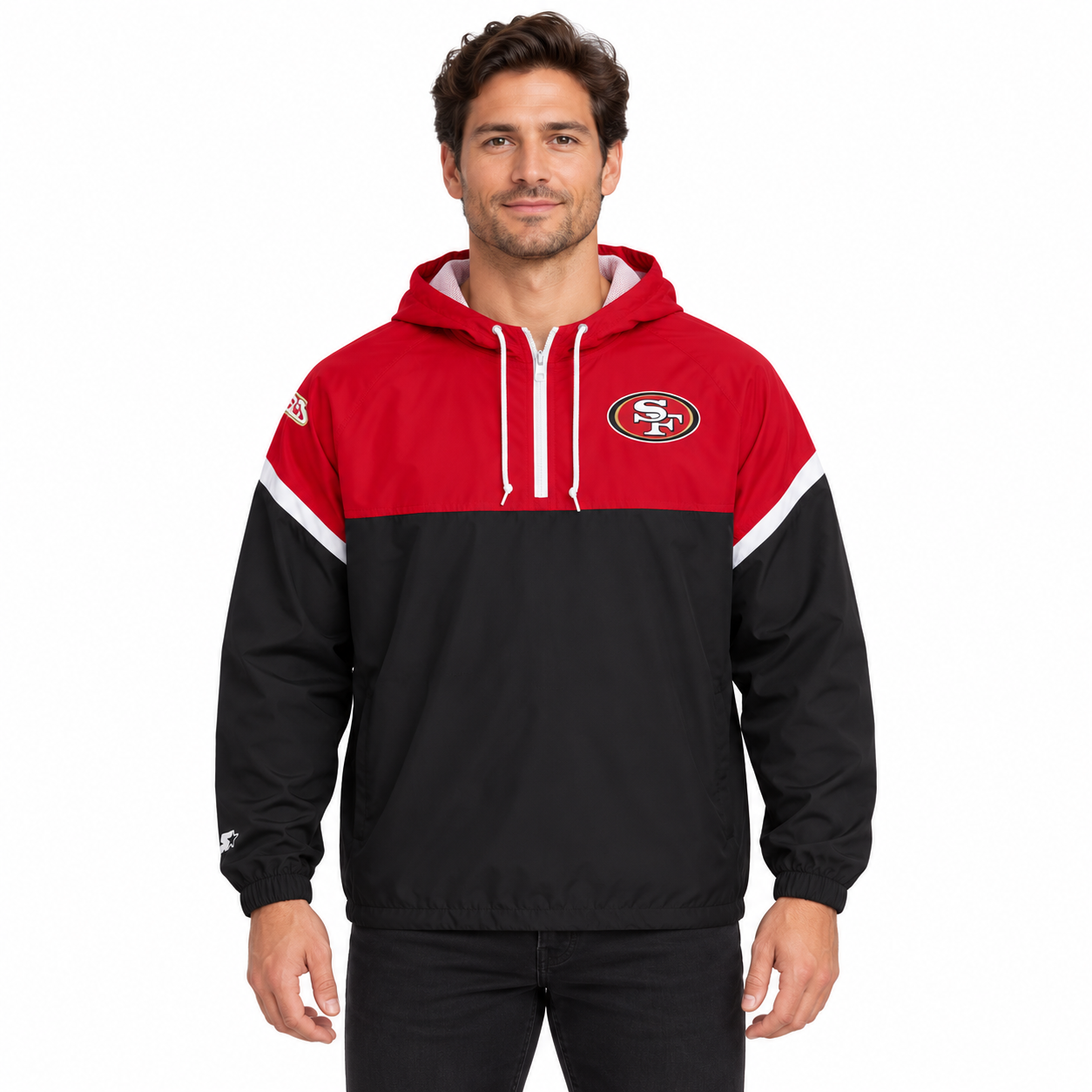 San Francisco 49ers Red/Black Anorak Mitchell and Ness Windbreaker Jacket