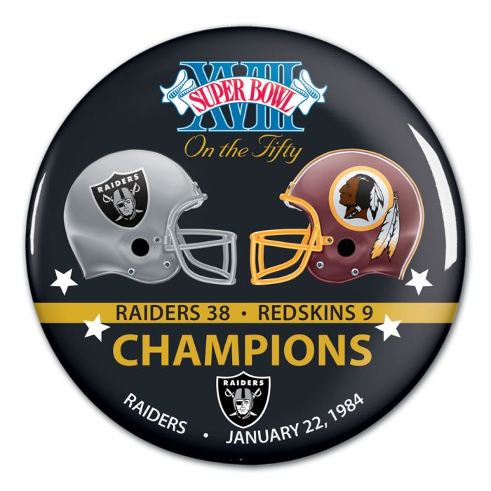 Las Vegas Raiders Super Bowl Champions XVIII Button