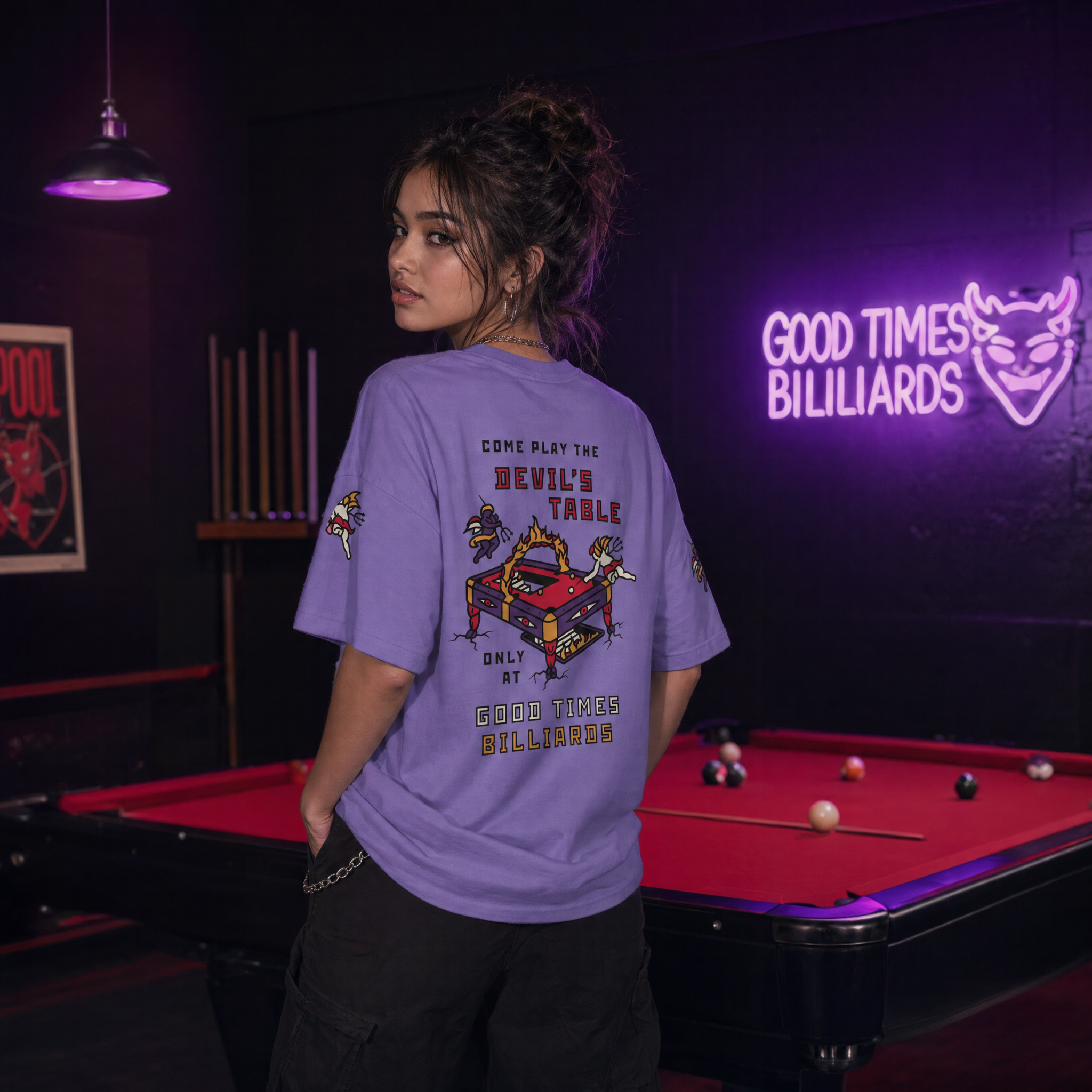 "The Devil's Table" Good Times Billiards T-Shirt thumbnail 2