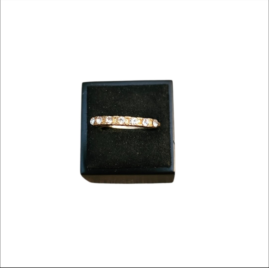Size 10 Gold Toned Rhinestones Eternity Band