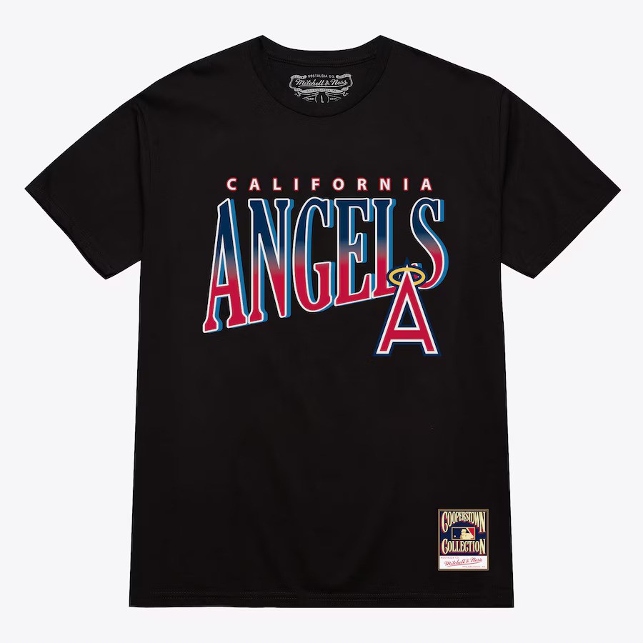 California Angels Black Linework Mitchell and Ness Shirt