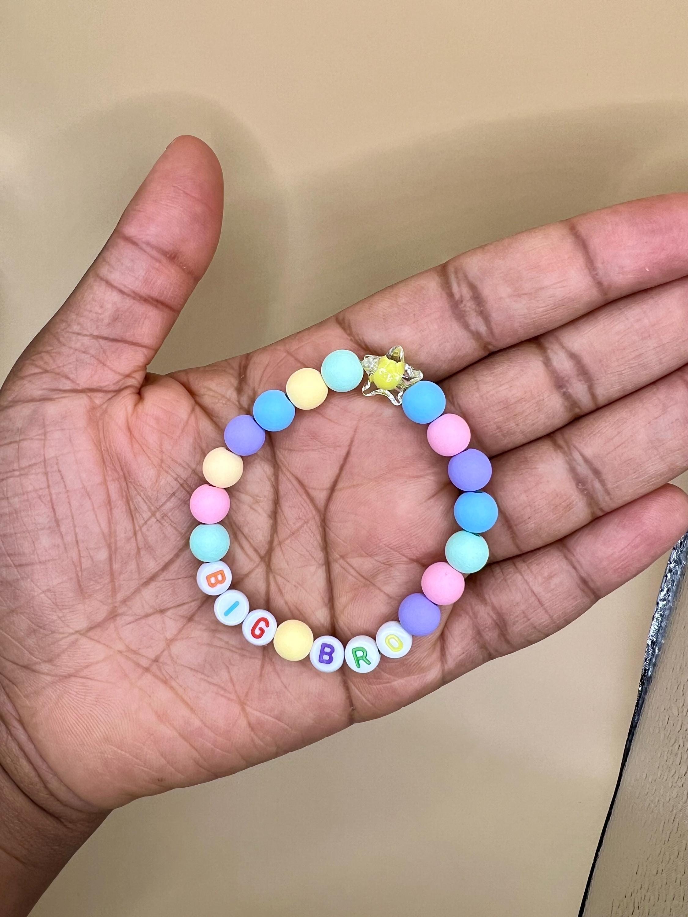 Personalized Pastel Beaded Bracelet: Sibling Name Gift view 4