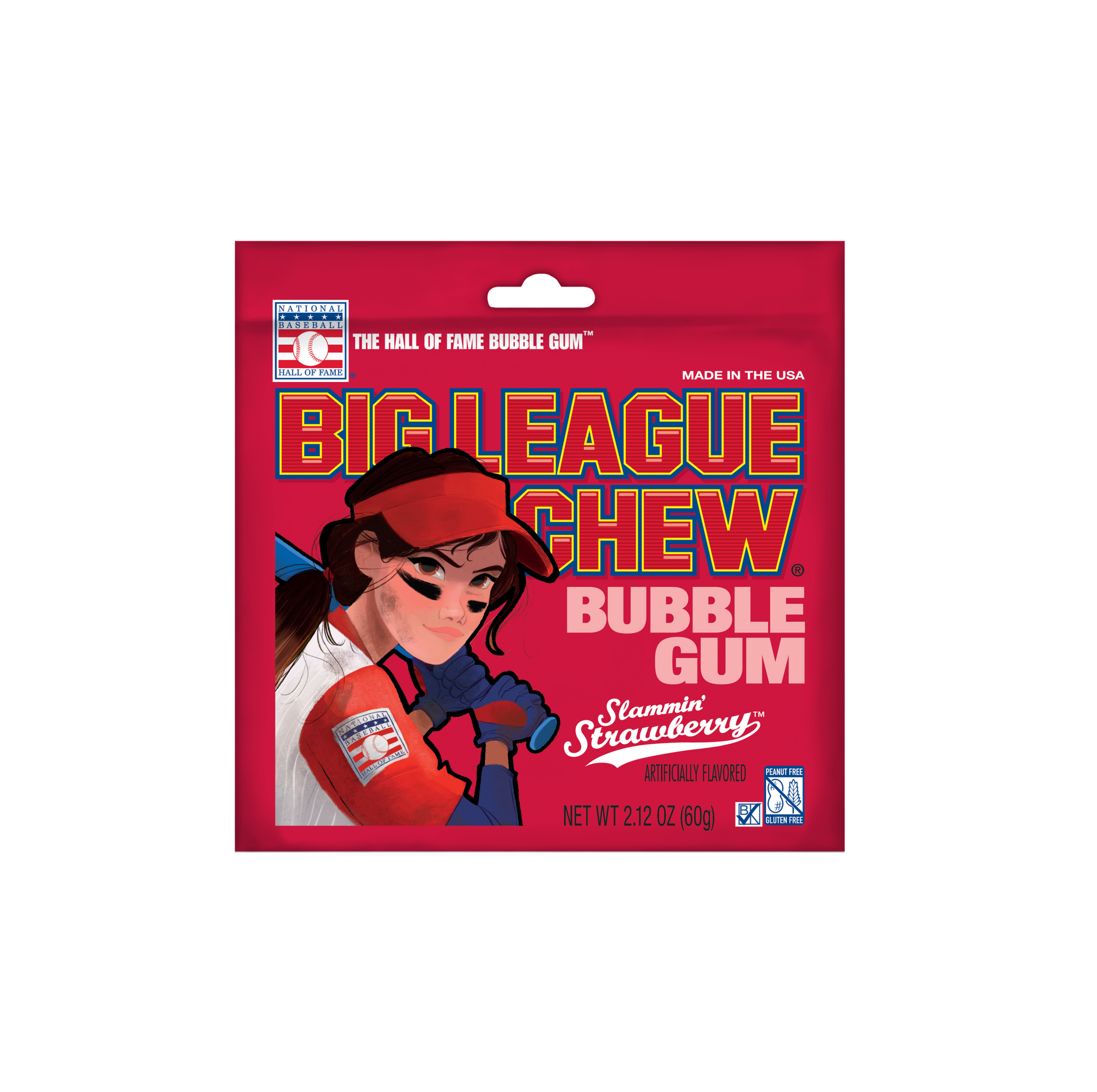 Big League Chew Girl Strawberry Bubble Gum 2.12 Oz 12 ct