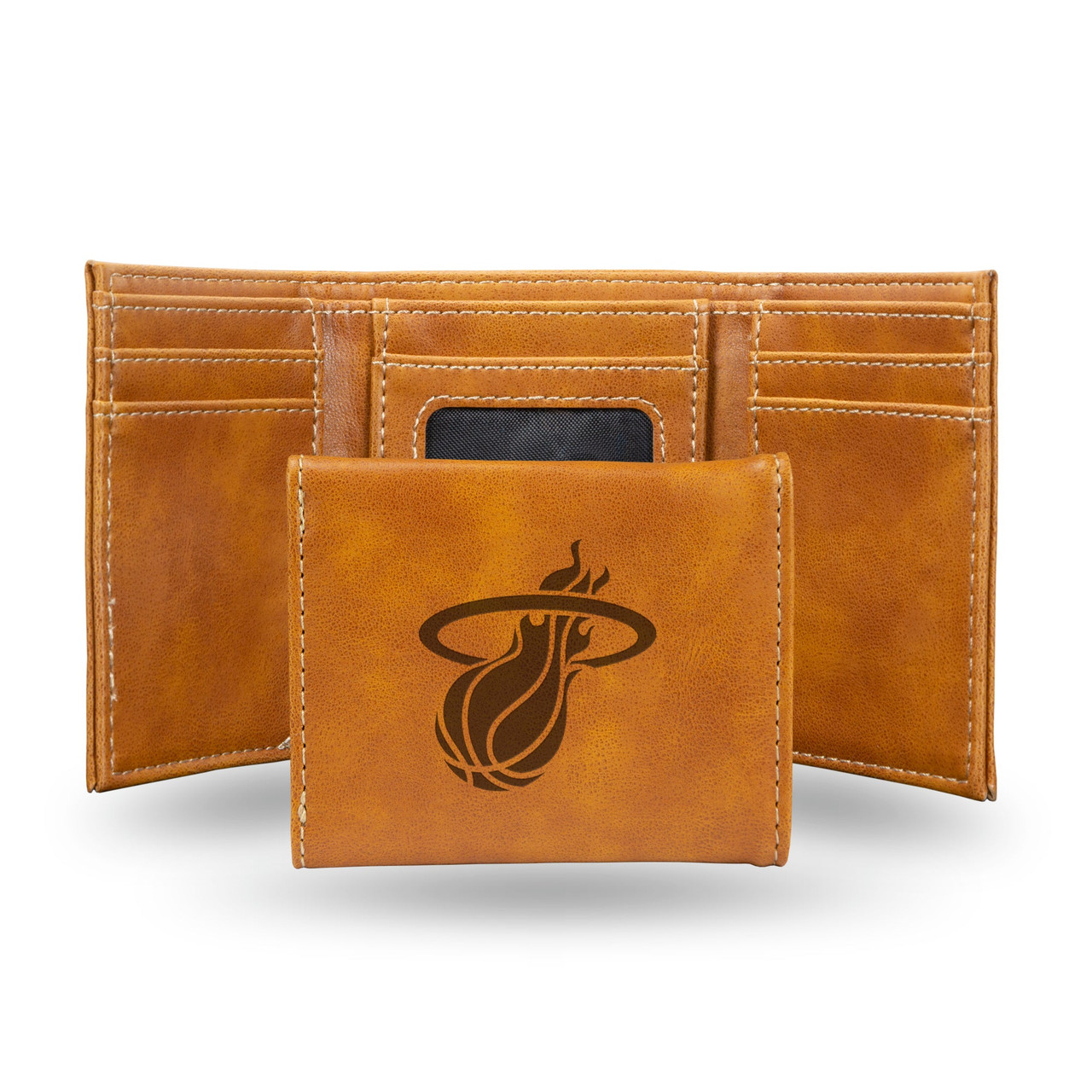 Miami Heat Laser Engraved Trifold Leather Wallet