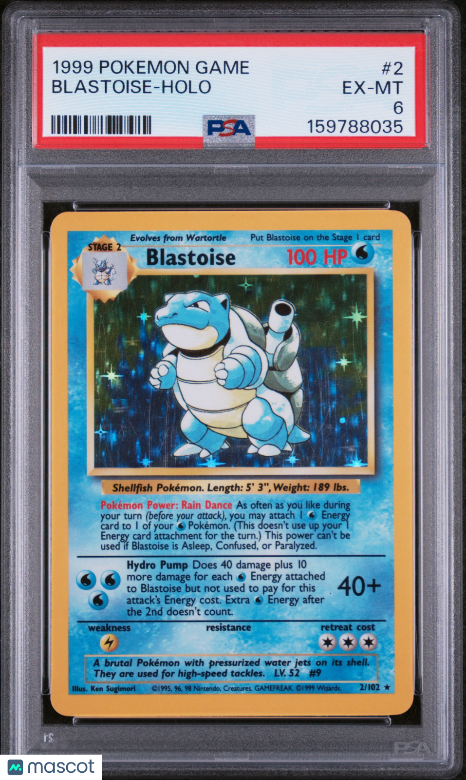1999 Pokemon Game Blastoise Holo PSA 6 #2
