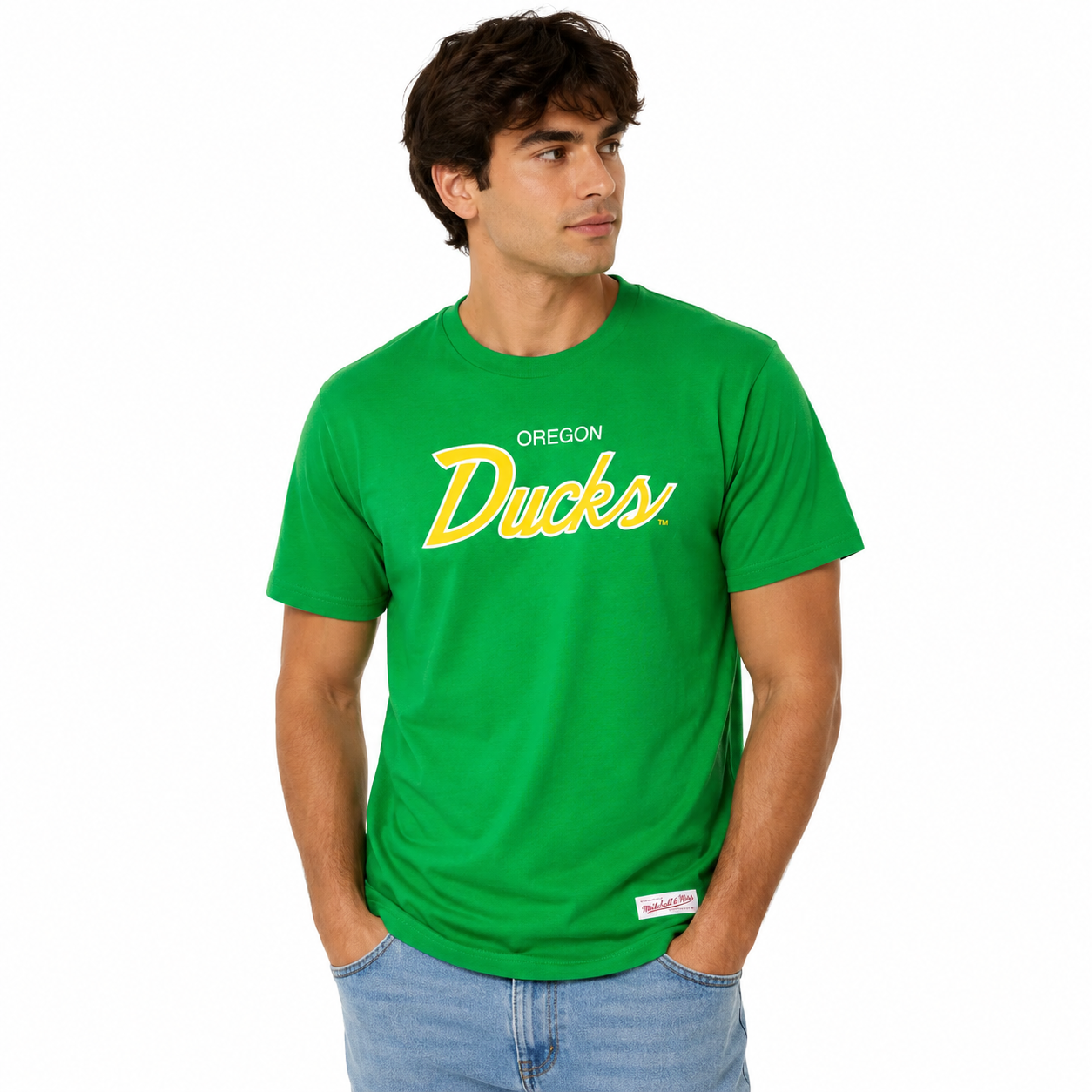 Oregon Ducks Apple Green Mitchell and Ness Elite Script Shirt Shirt