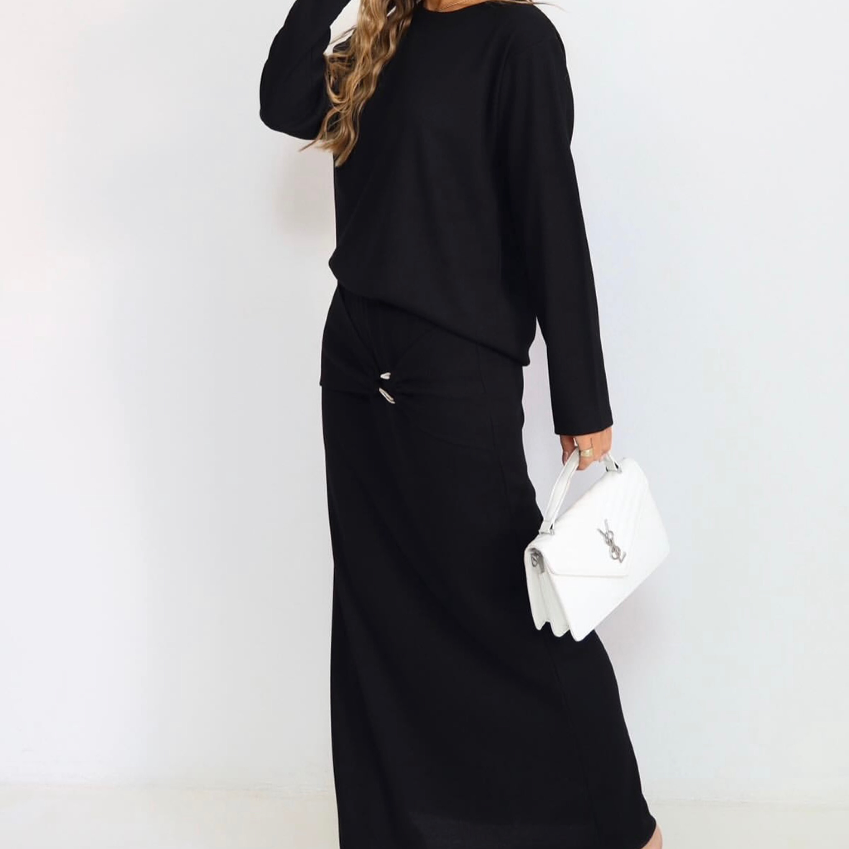Black Waffle 2 piece set in Black — product photo