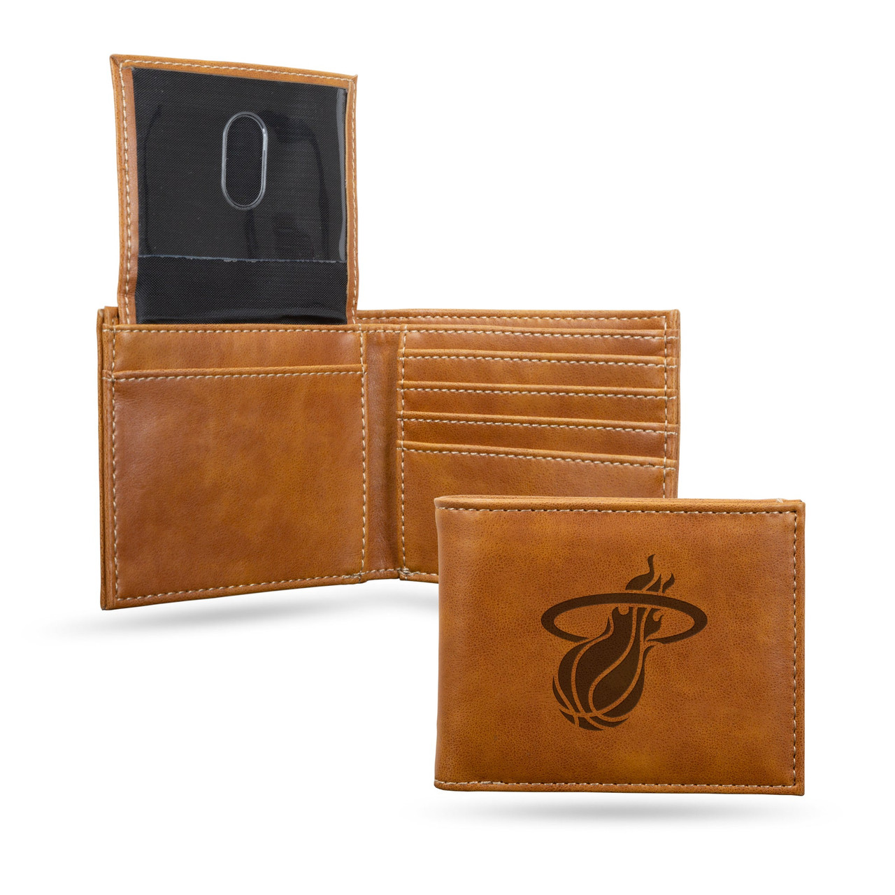 Miami Heat Laser Engraved Billfold Leather Wallet