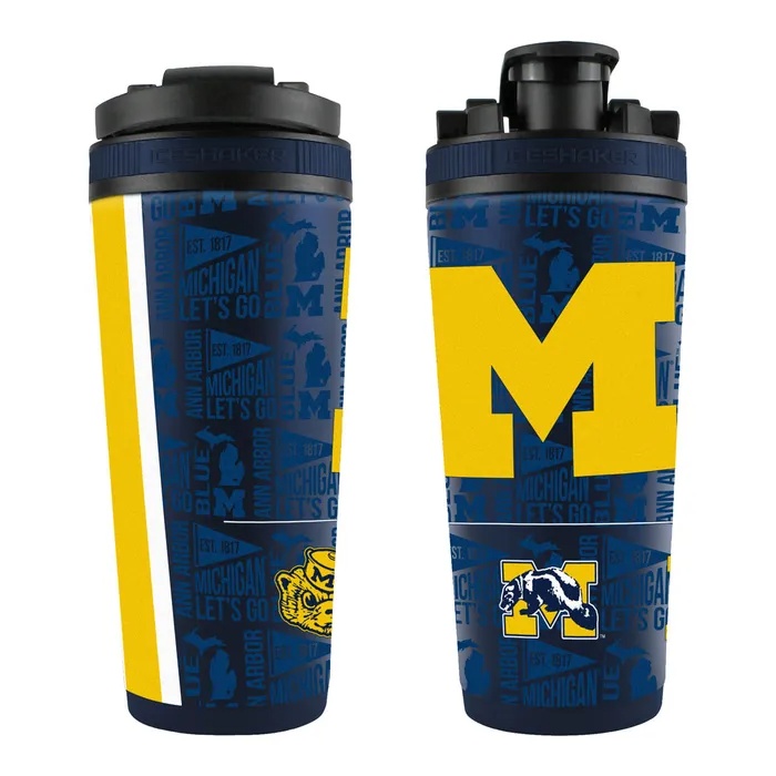 Michigan Wolverines 4D Stainless Steel Ice Shaker 26oz