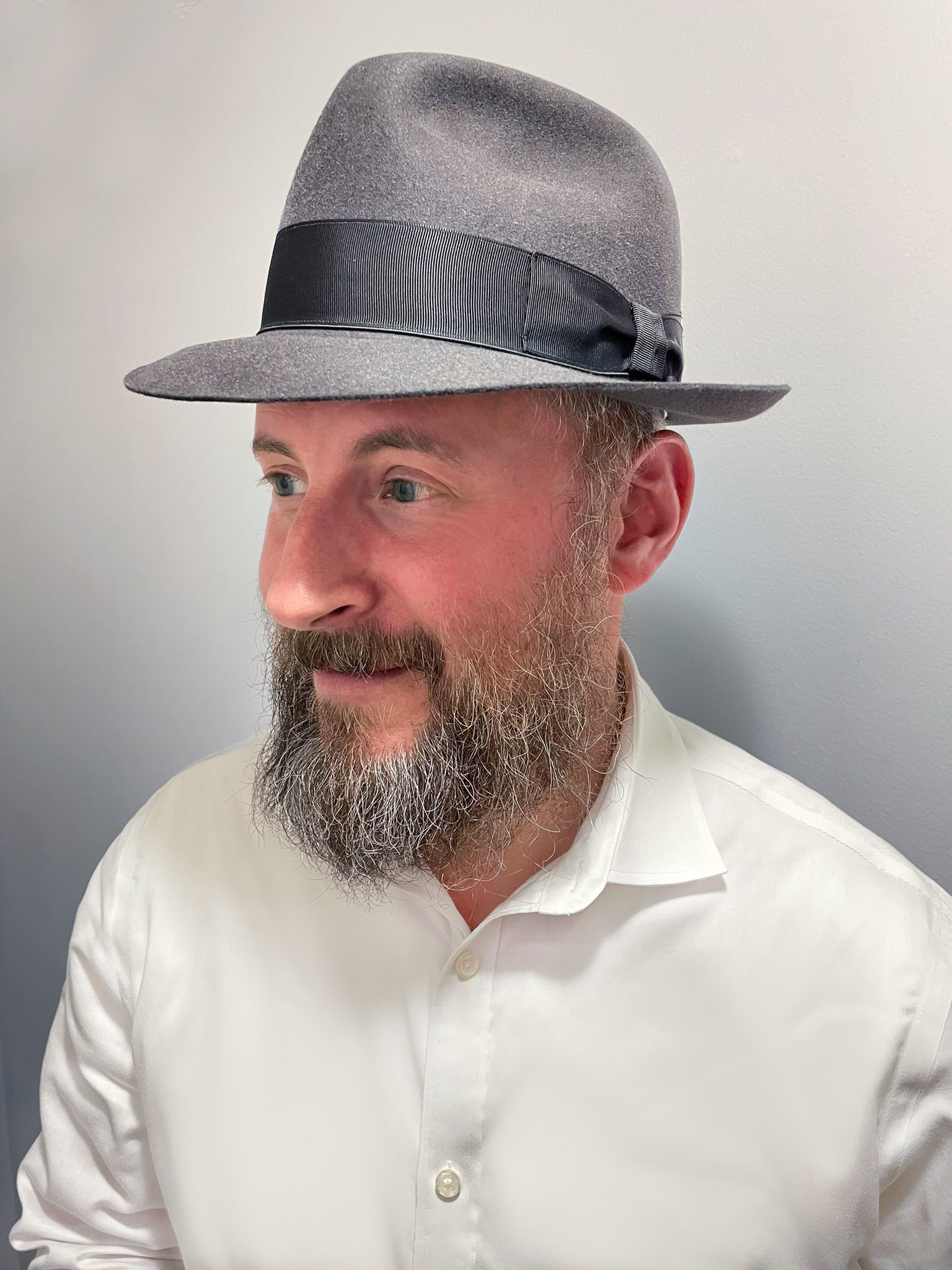 Treviso Bollini Gray Fedora with Black Head Band