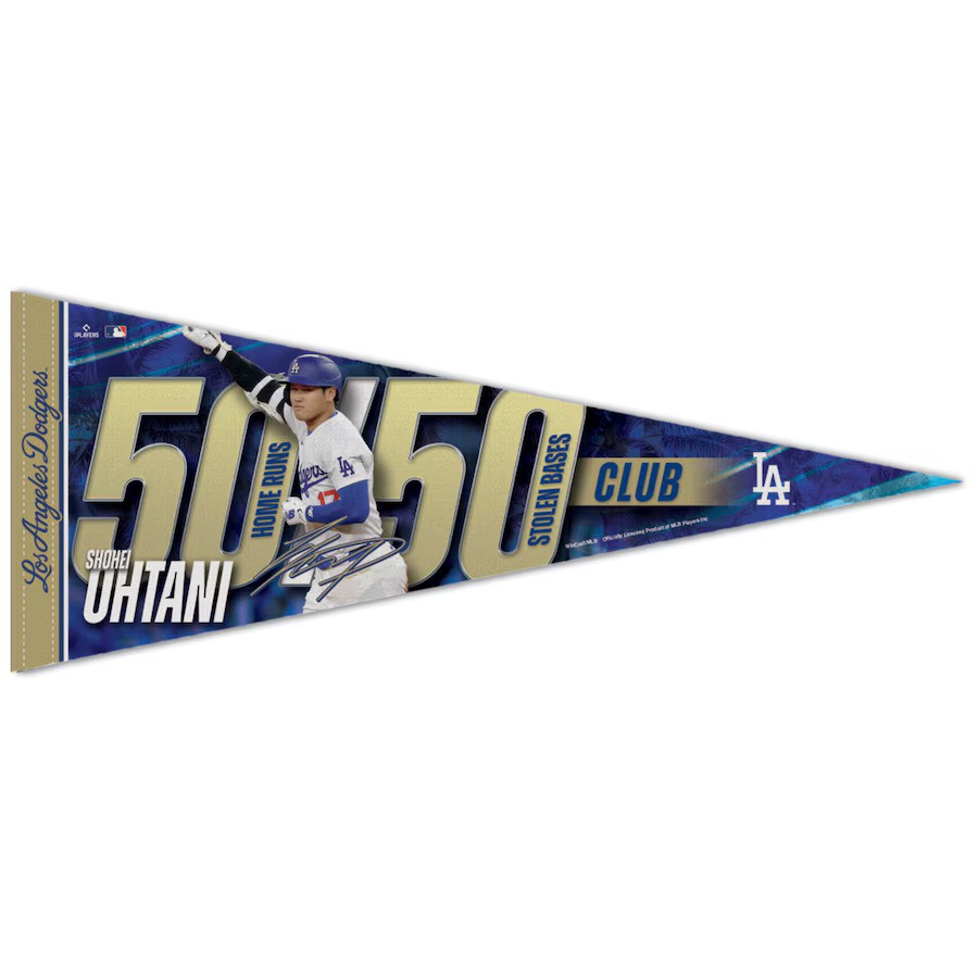Los Angeles Dodgers Shohei Ohtani 50/50 MLB Record Premium Player Pennant 12x30"
