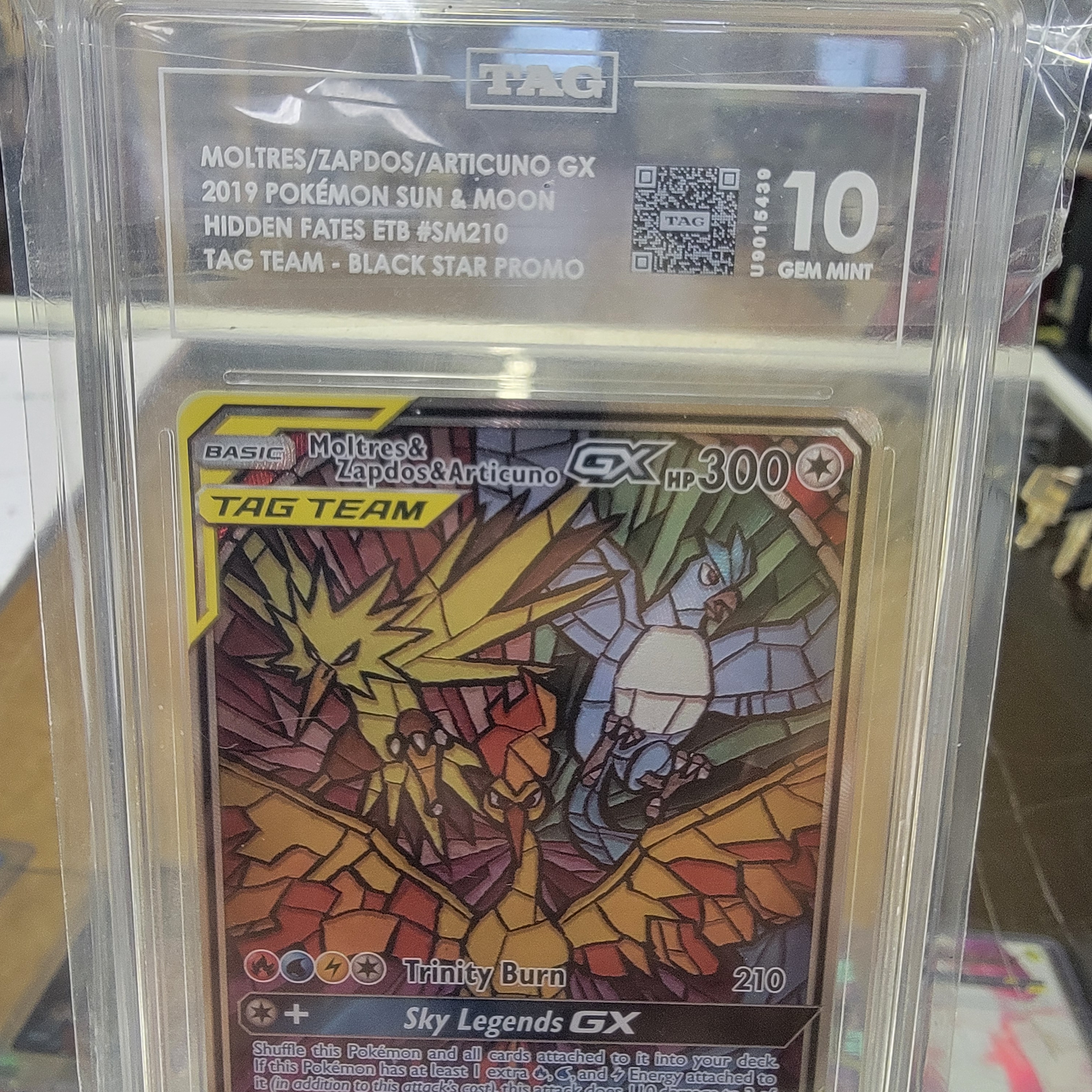 Tag 10 Moltres Zapdos Moltres Gx Stained Glass Promo Graded Card