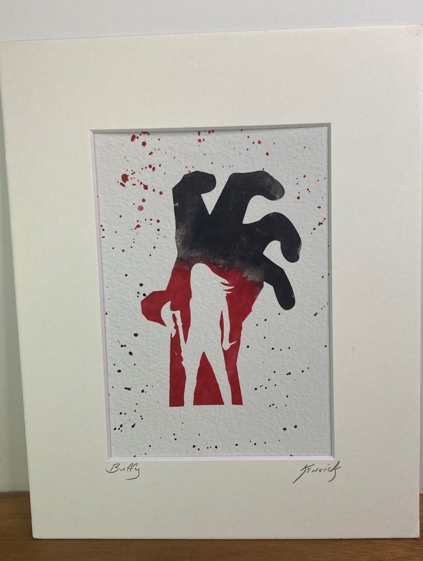 BUFFY Picture Print signed Kenrick Buffy the Vampire Slayer Red Black White