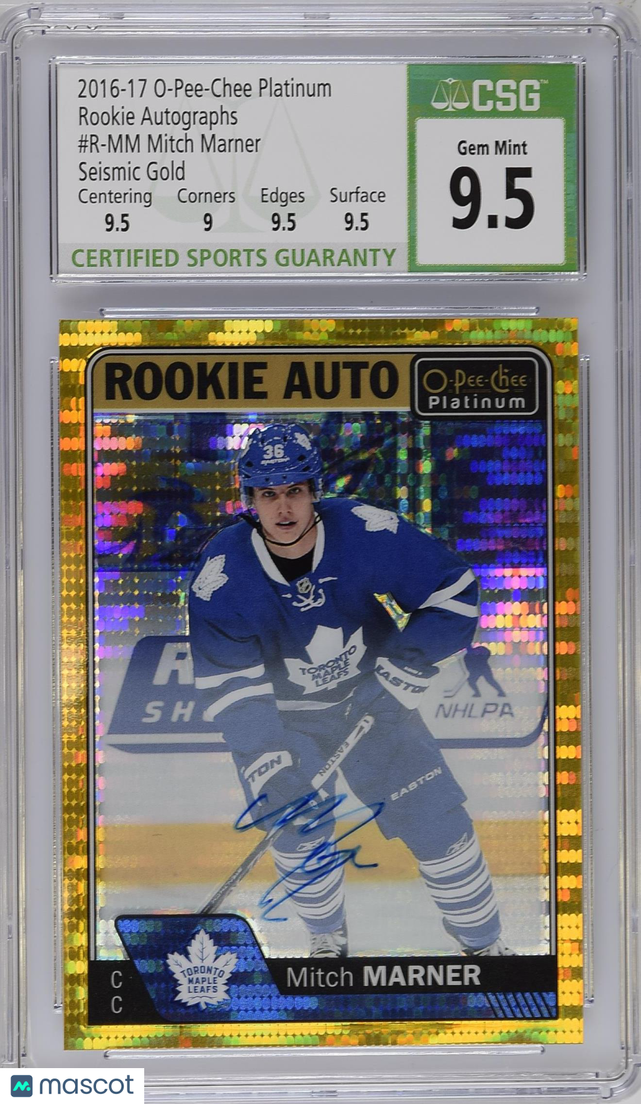 2016 O-Pee-Chee Platinum Mitch Marner Seismic Gold Rookie Auto /25 CGC 10 Auto 9