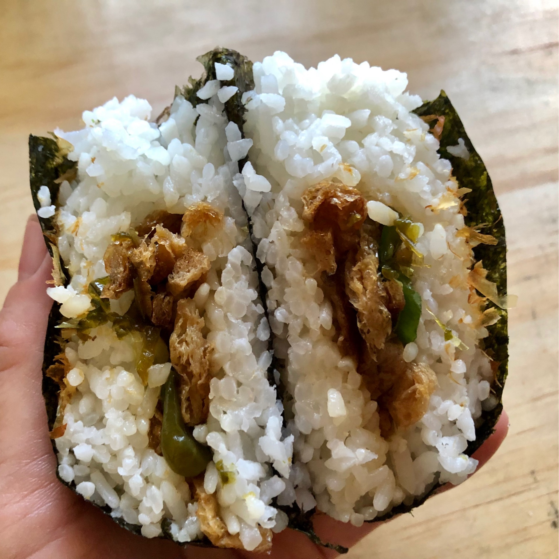 Omusubi of the Month / Shishito pepper & Aburaage with Bonito flakes