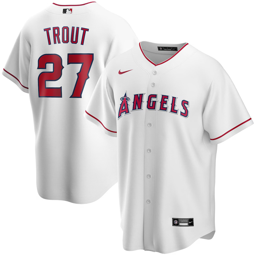 Los Angeles Angels Mike Trout #27 Kids Home Jersey