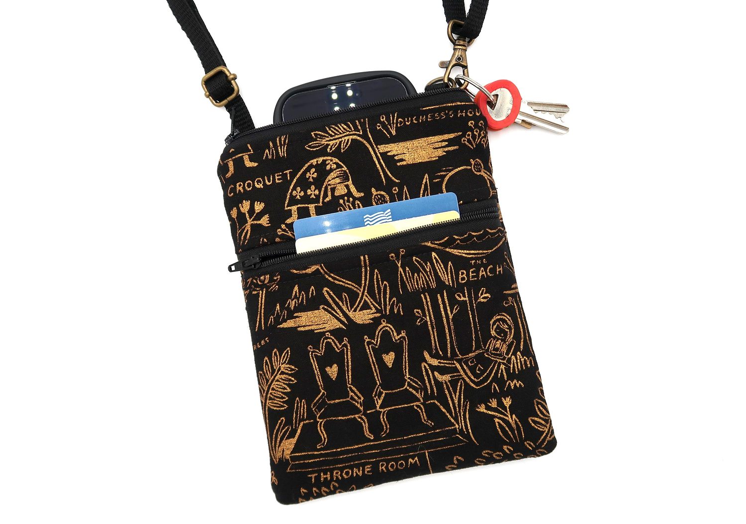 Small Crossbody Bag – Wonderland Black & Gold, photo 2 of 5