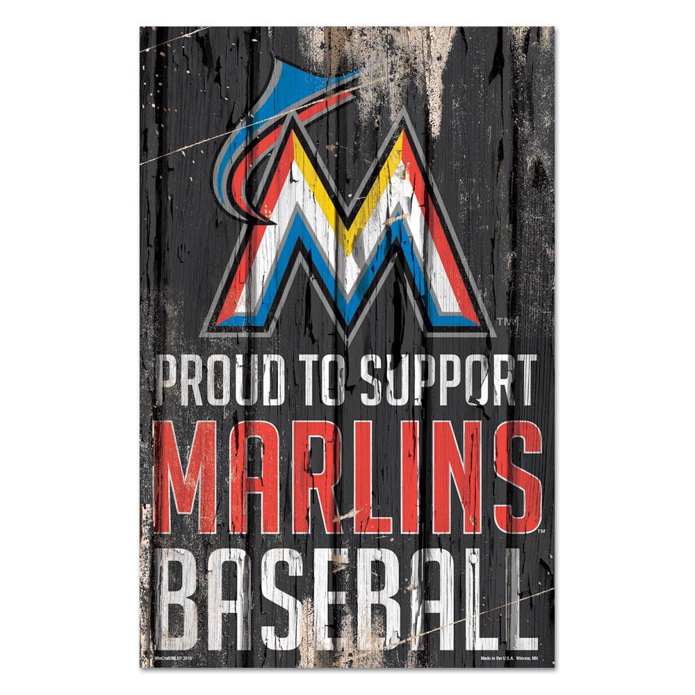 Miami Marlins Proud to Support Wooden Sign 11x17"