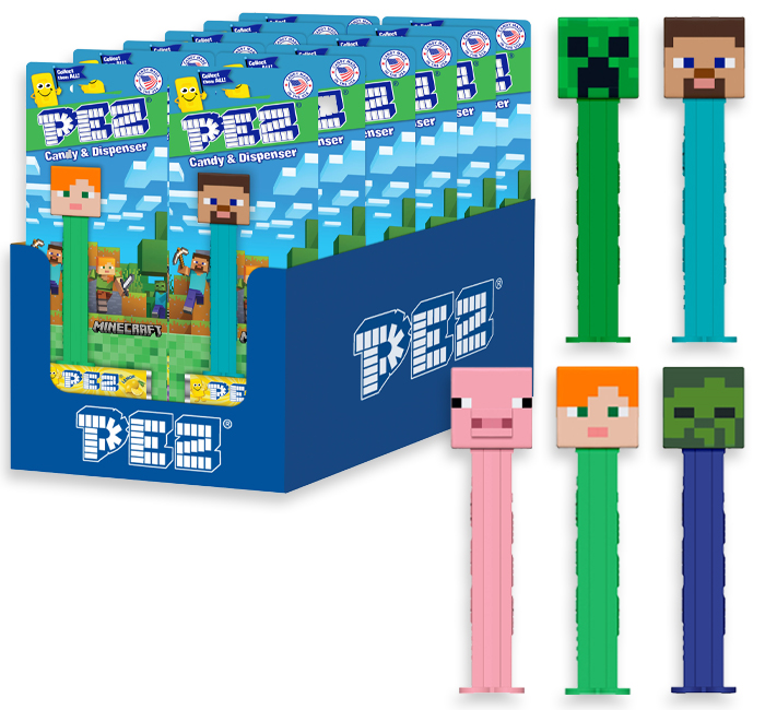 Pez Minecraft Candy Dispensers Blister Pack 12 ct Tray