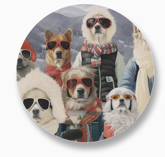 Winter Dogs Ceramic Coaster