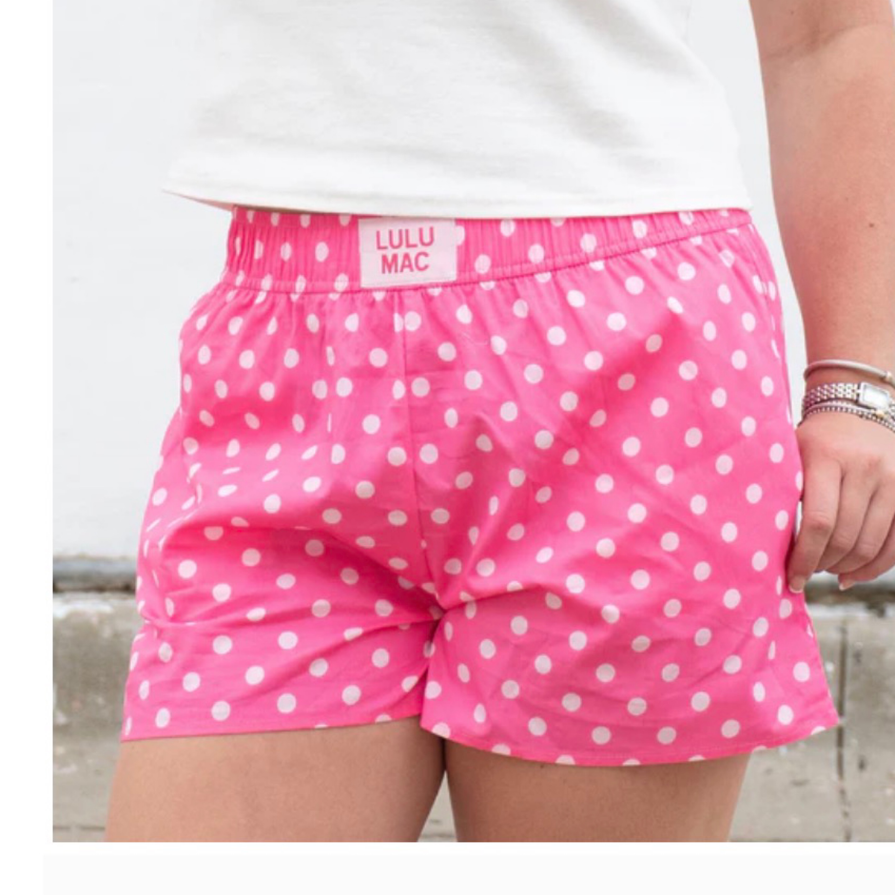 LuLuMac polka dot boxer short hot pink — Bama Tan boutique, Tuscaloosa AL