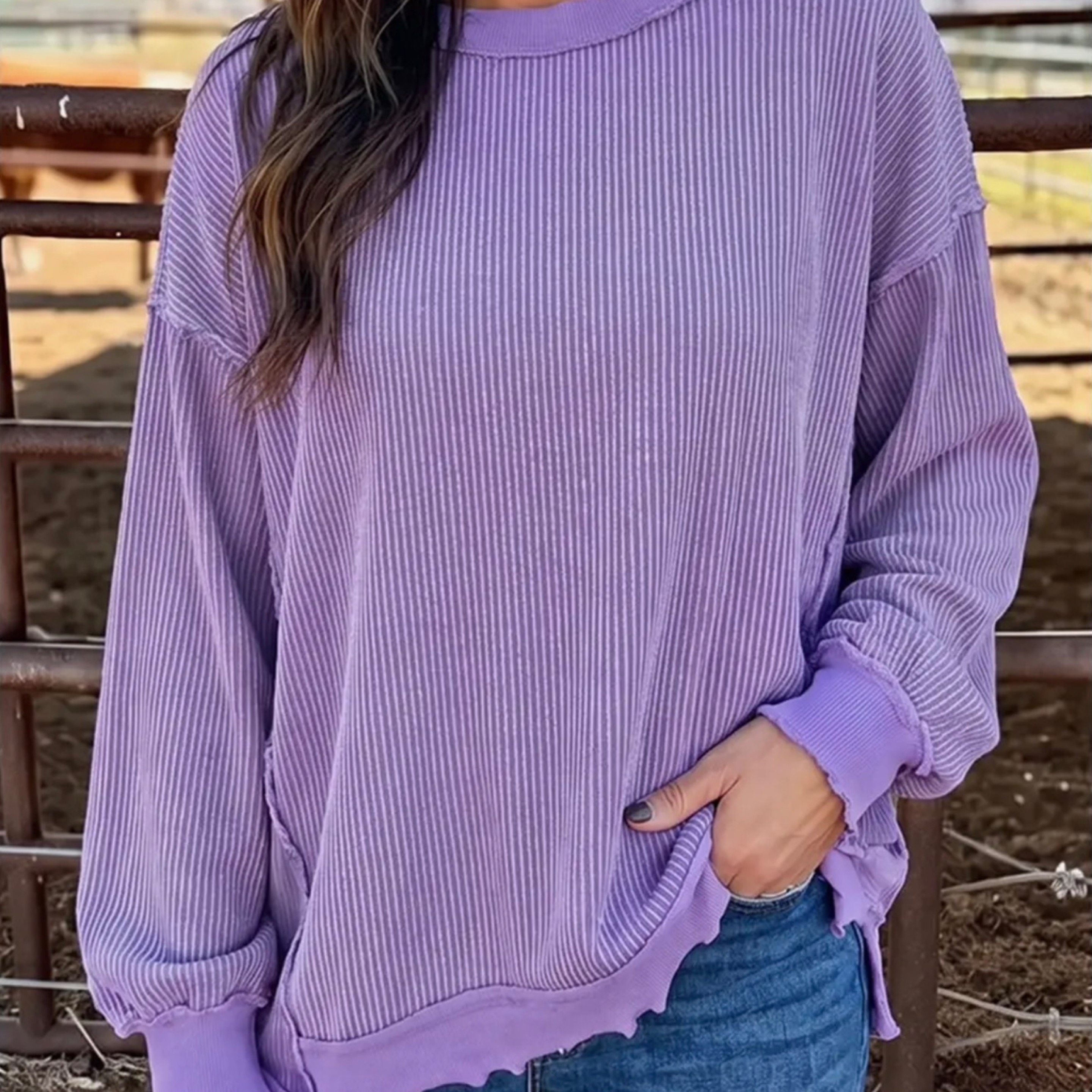 Fall Twist Rib Uneven Hem Drop Shoulder Oversized Knit Top — Bama Tan boutique, Tuscaloosa AL