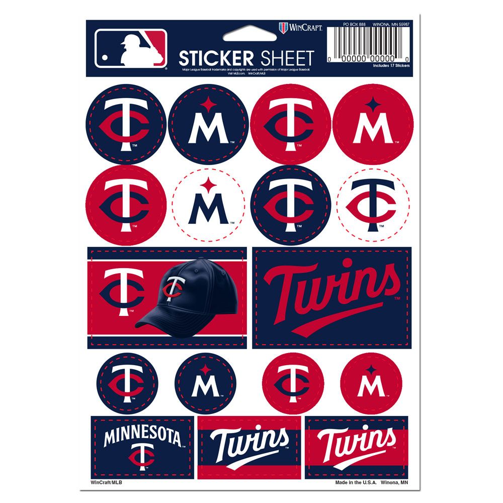 Minnesota Twins Vinyl Decal Sheet 5x7"