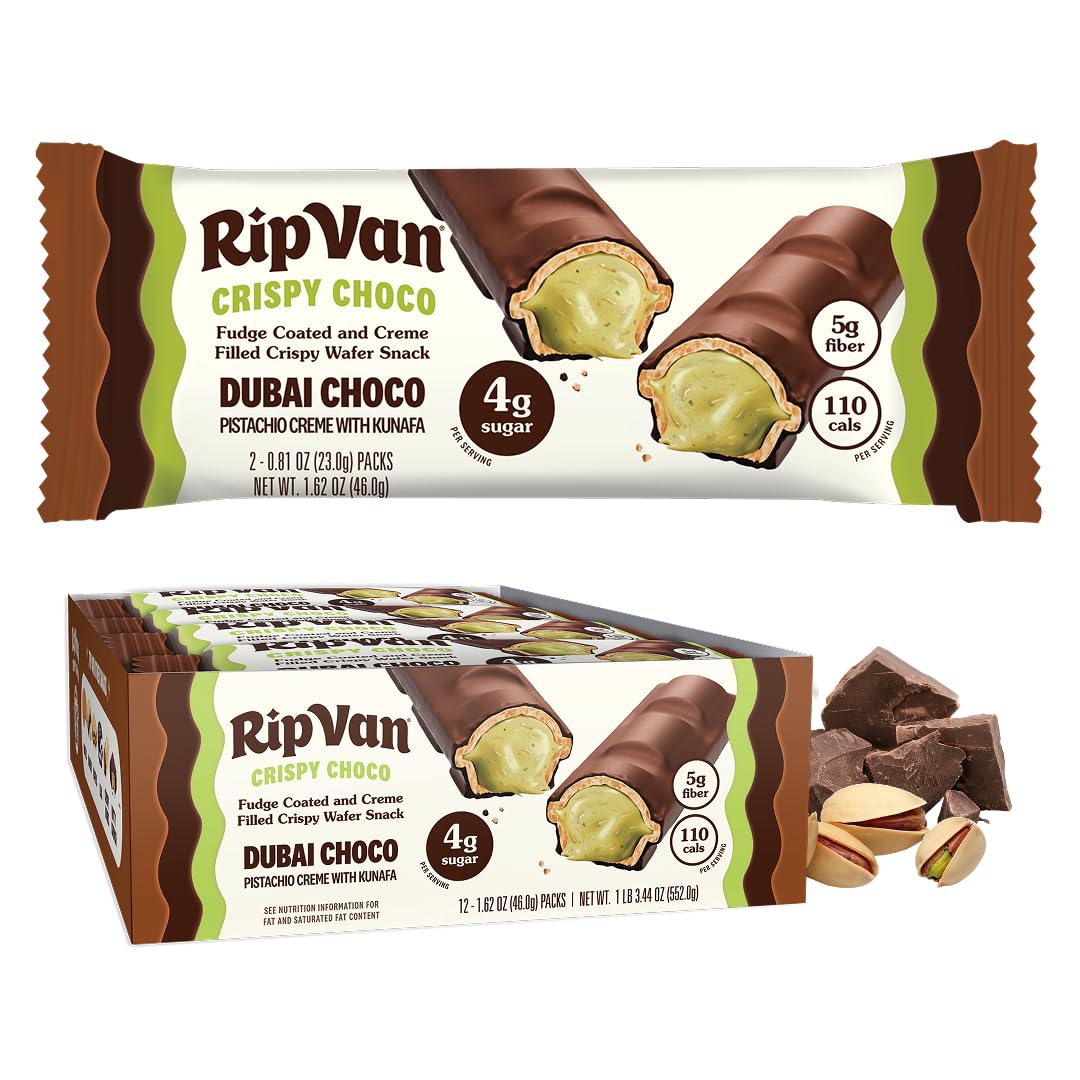 Rip Van Dubai Chocolate Bar Crispy Choco 1.62 oz 12 ct