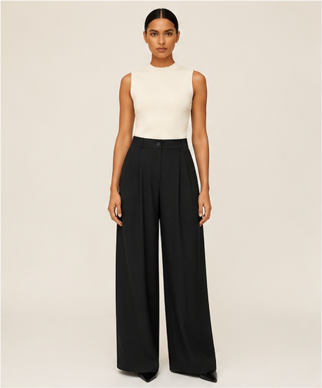 High Waist Pleated Wide Leg Dress Pants