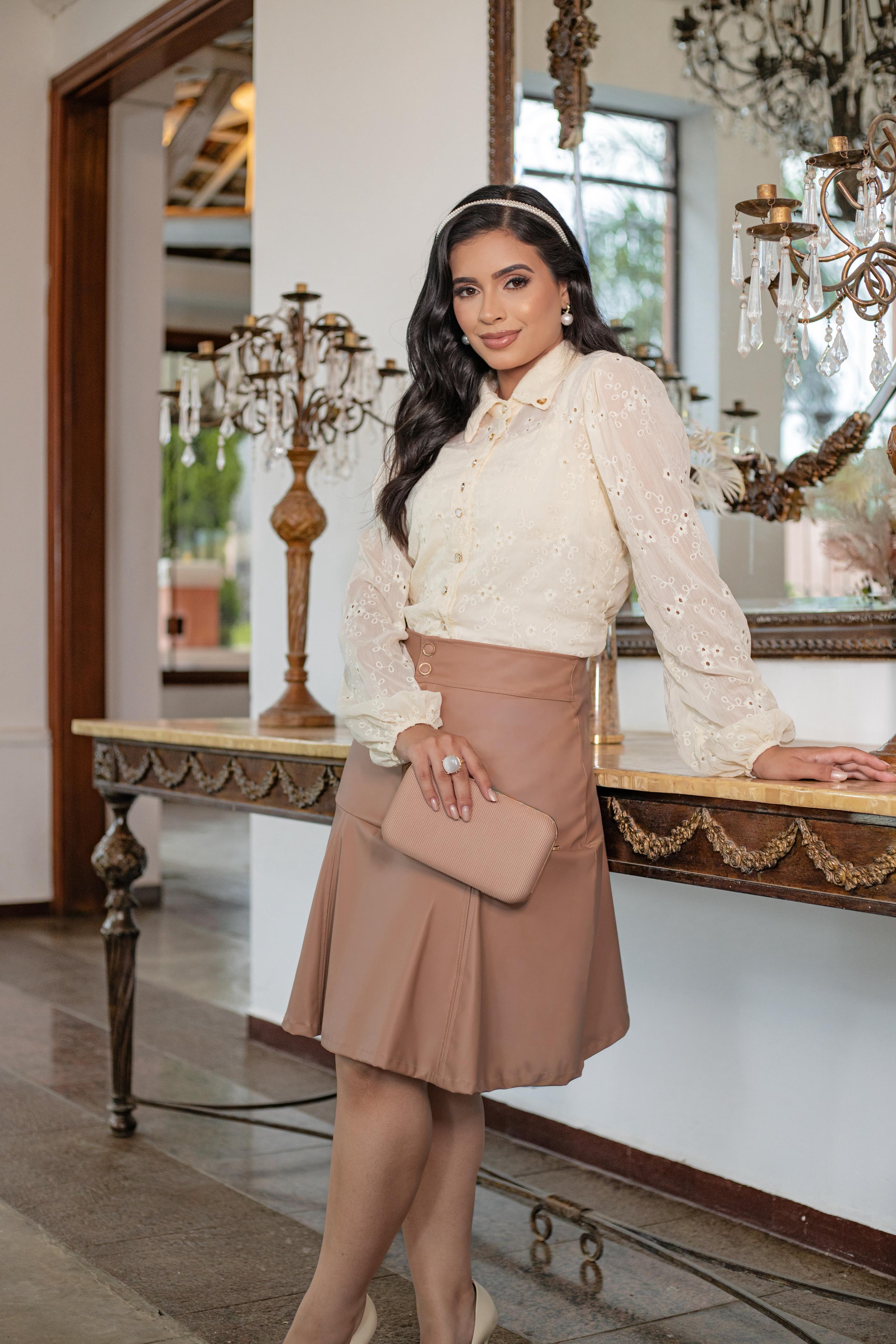Tri Conjunto Chiffon Bordado Amarelo Manteiga