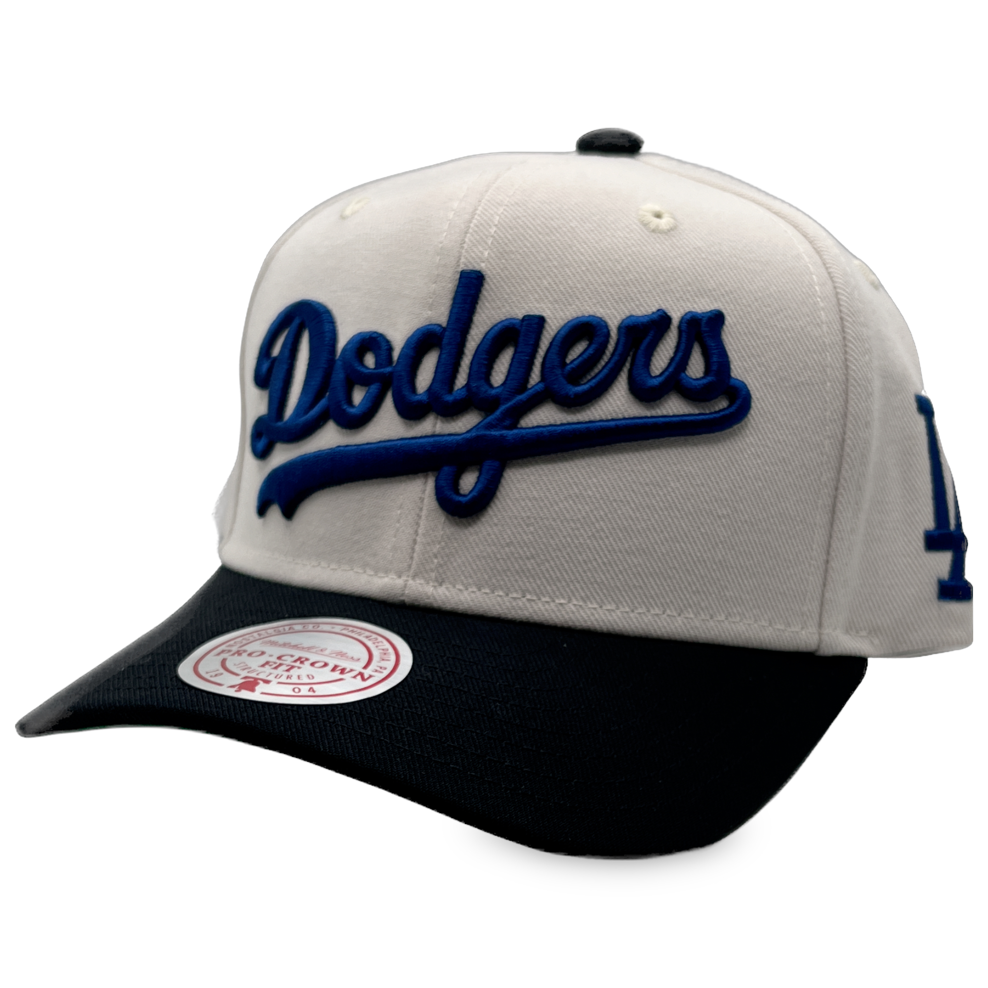 Los Angeles Dodgers Retro Stone/Black Mitchell and Ness Pro Crown Snapback Hat