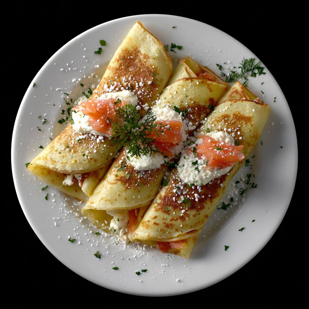 GLUTEN FREE Blintzes with Salmon & Cheese