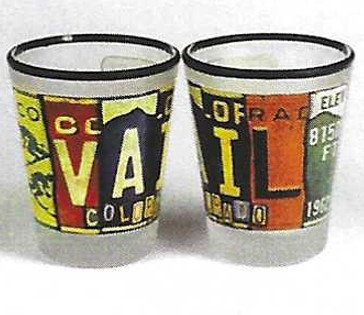 Vail License Plate Art Shot Glass