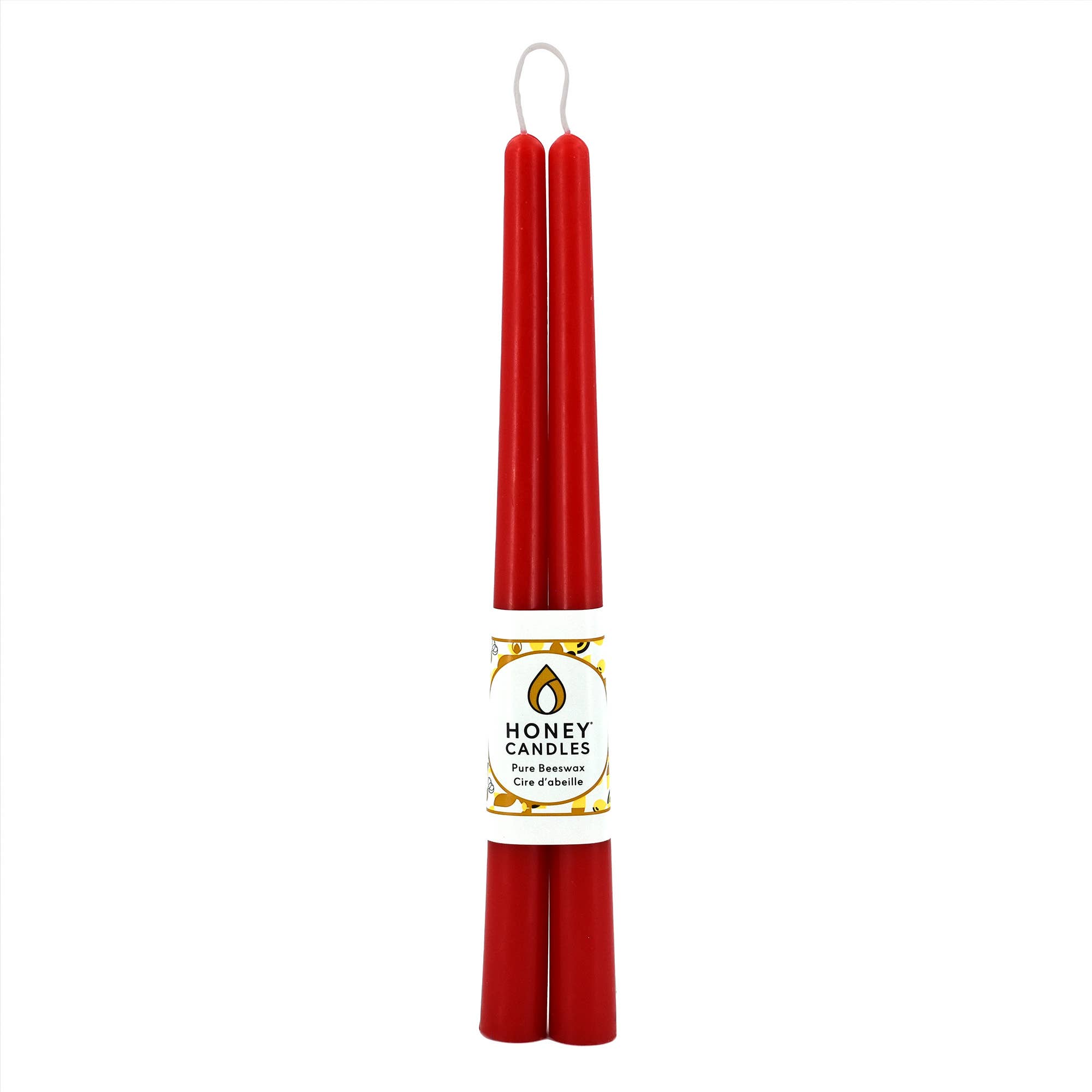 Beeswax Candlesticks 12" Taper Pair- Red
