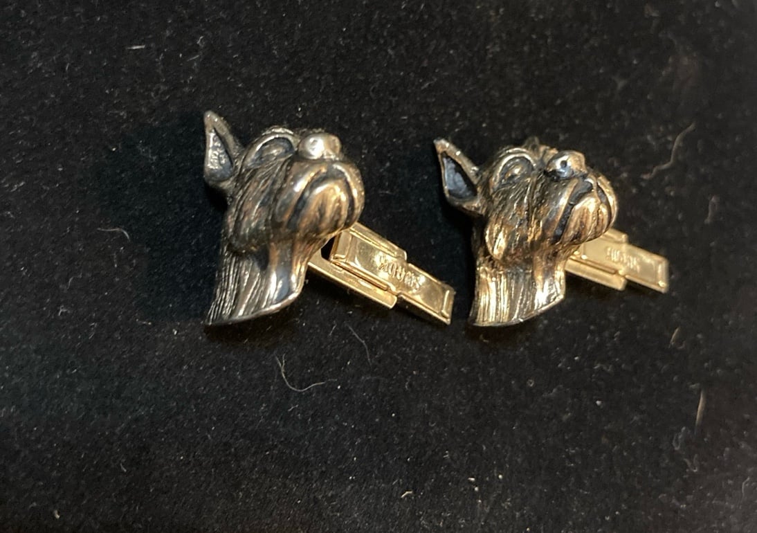 Vintage SWANK Boxer Terrier Dog Lover Cufflinks Gold Tone
